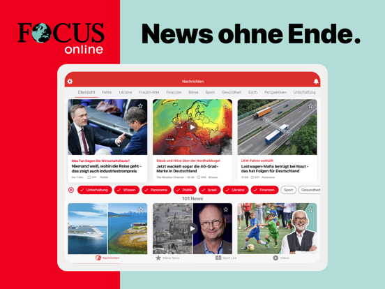 FOCUS online Nachrichten iPad app afbeelding 1