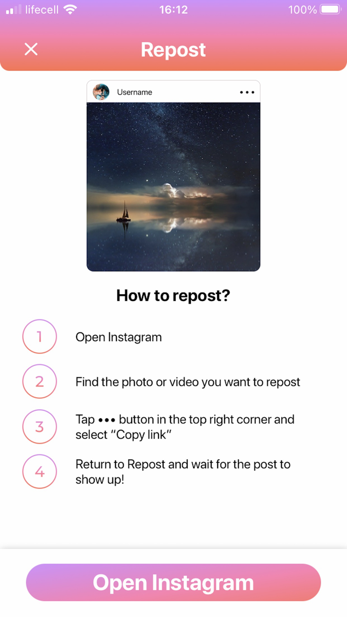 Repost for Instagram Profile