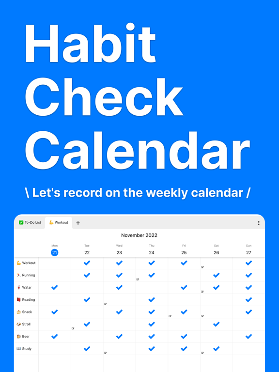 Habit Check Calendar iPad screenshot 1 - Productivity app