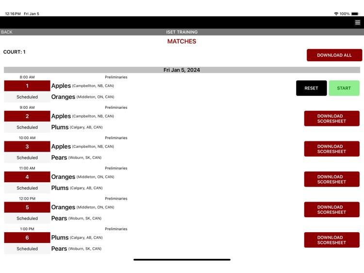 ISET Volleyball E-Scoresheet
