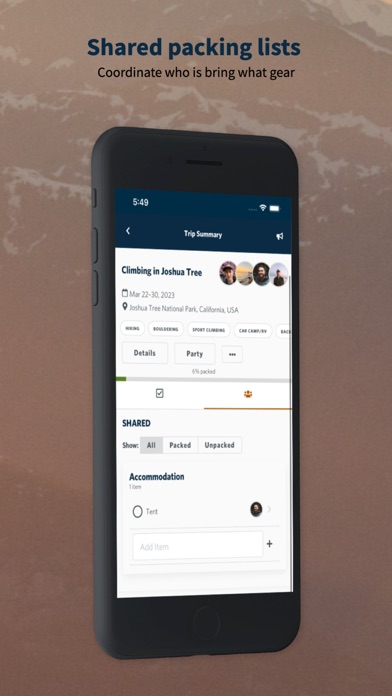 Packup - Trip Planning Screenshot