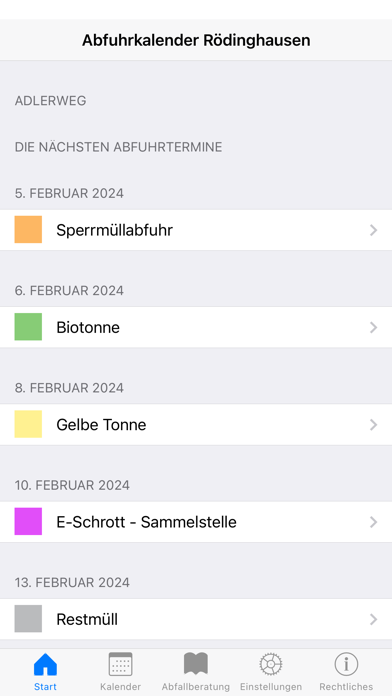 Abfuhrkalender Rödinghausen Screenshot