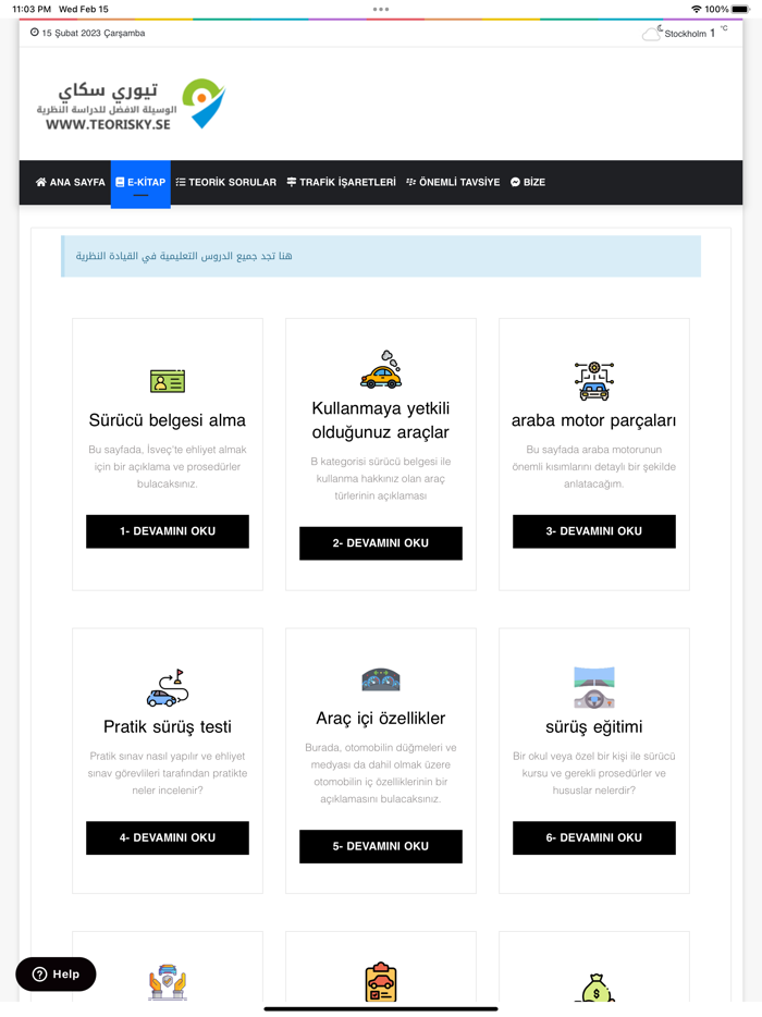 Teori B körkort - Turkiska