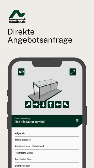Terrassendach AR Screenshot