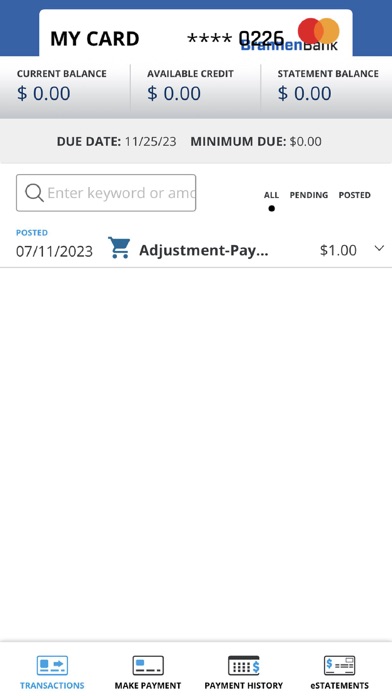 Brannen Bank Credit Card Screenshot
