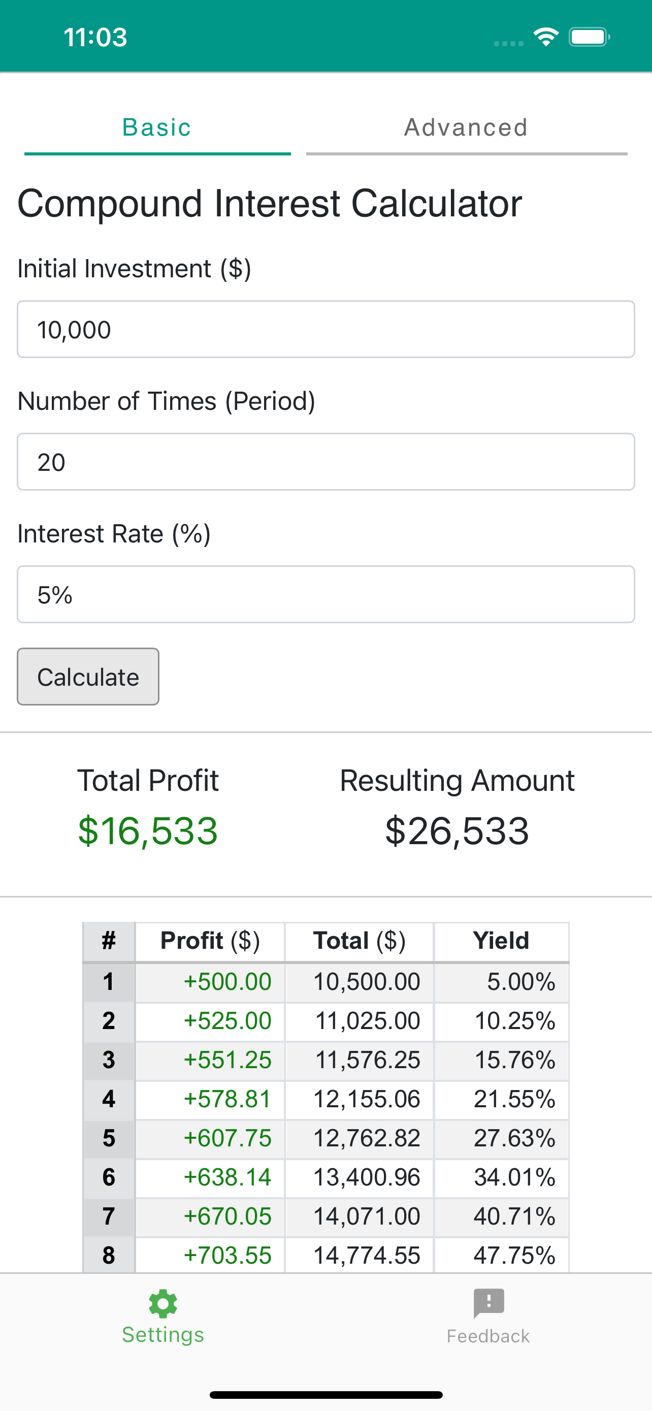 Calculator: Compound Interest
