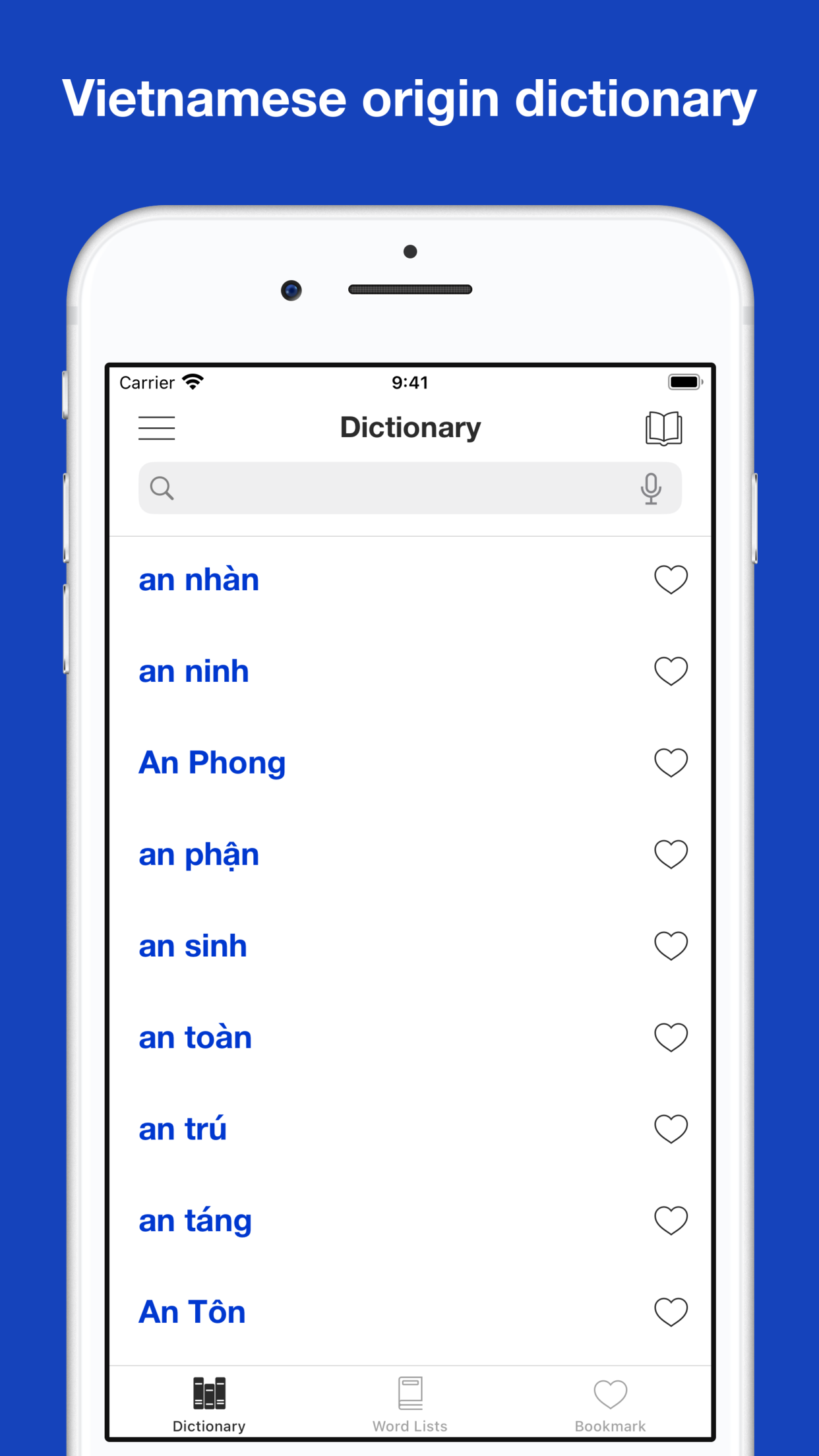 Vietnamese Origin Dictionary