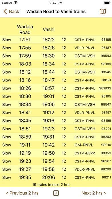 Mumbai Local Train Timetable Screenshot