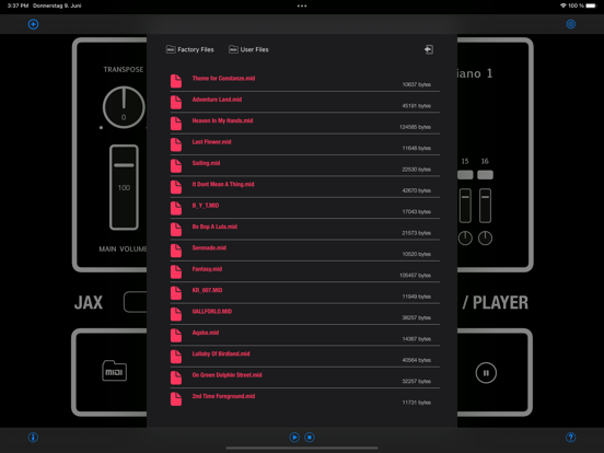JAX MIDI ModulePlayer iPad app afbeelding 2