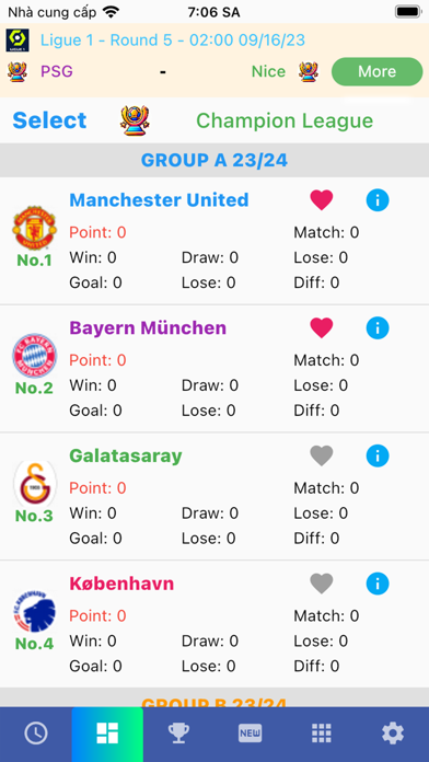 Match Schedule Screenshot