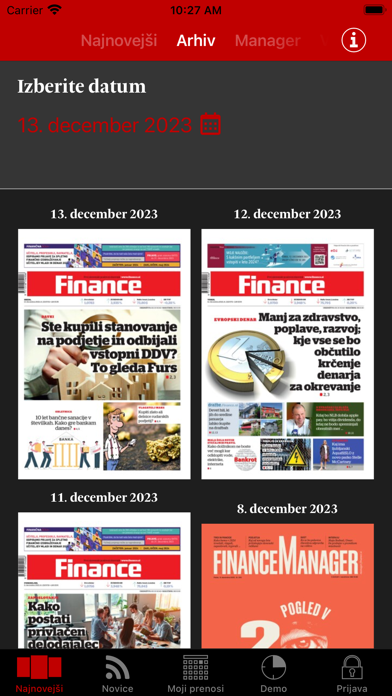 Poslovni dnevnik Finance Screenshot