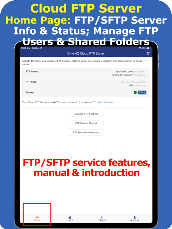 Screenshot #5 pour DriveHQ Cloud FTP Server
