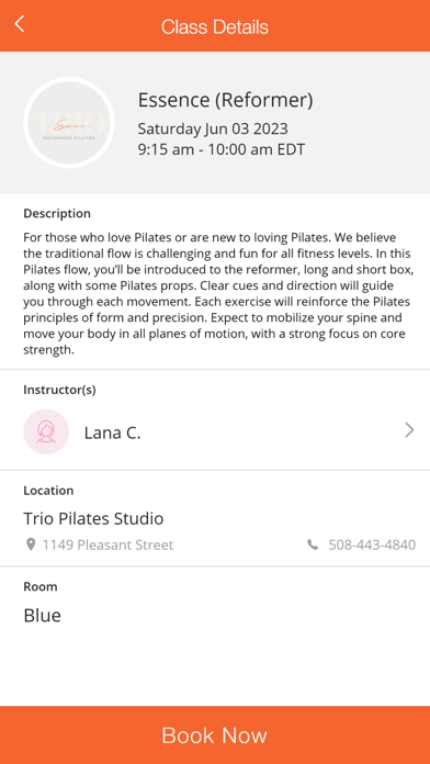 Trio Pilates Studio Screenshot