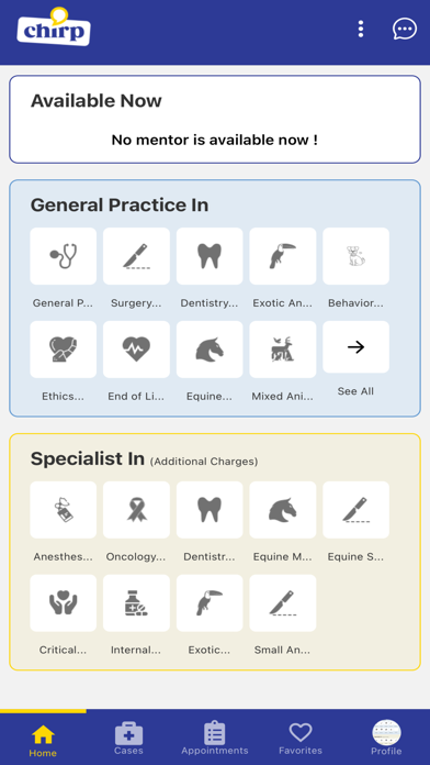 Chirp Vet Mentors Screenshot