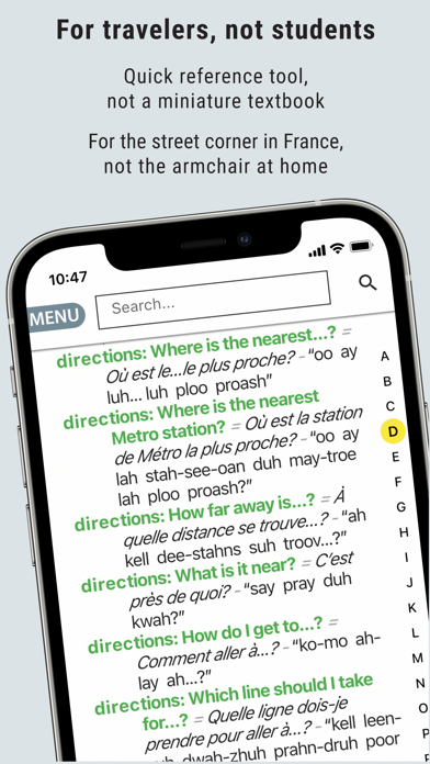 Traveler’s French Cheat Sheet Screenshot