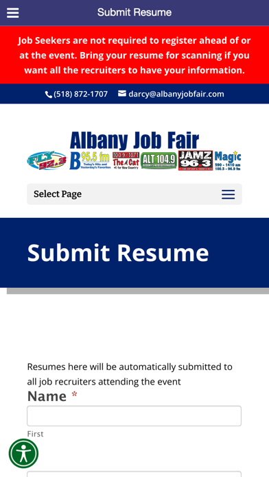 Albany Job Fair Screenshot