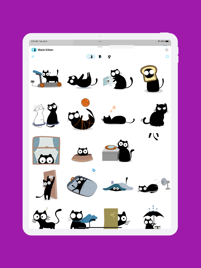 Black Kitten Animated Stickers