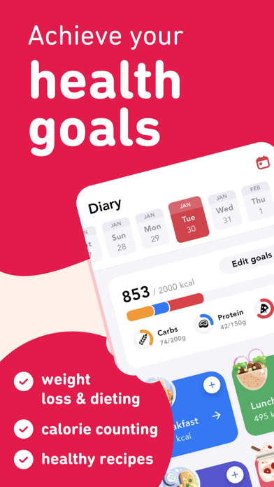 Meals: Calorie Counter & Dietのおすすめ画像1