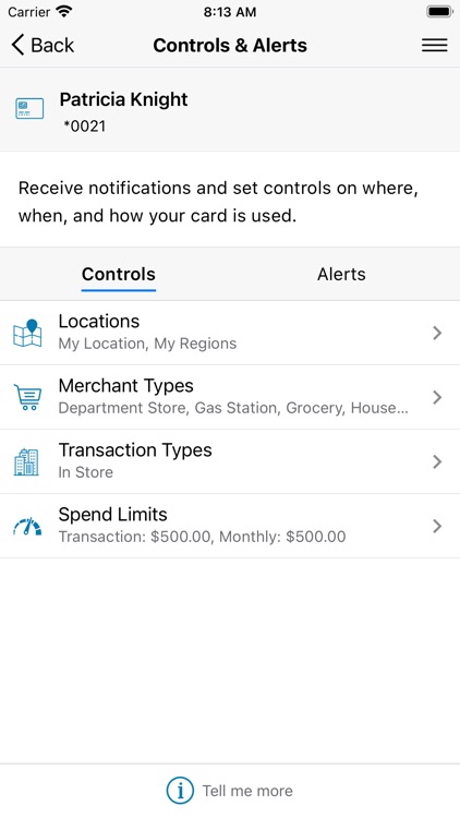 CCCU Debit Card Controls