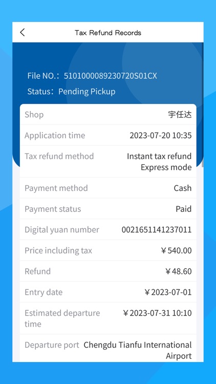 Departure Tax Refund