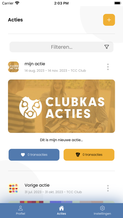 Clubkas-acties Screenshot