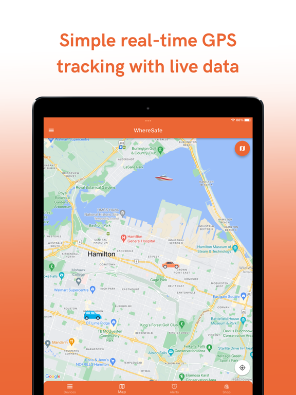 WhereSafe GPS iPad screenshot