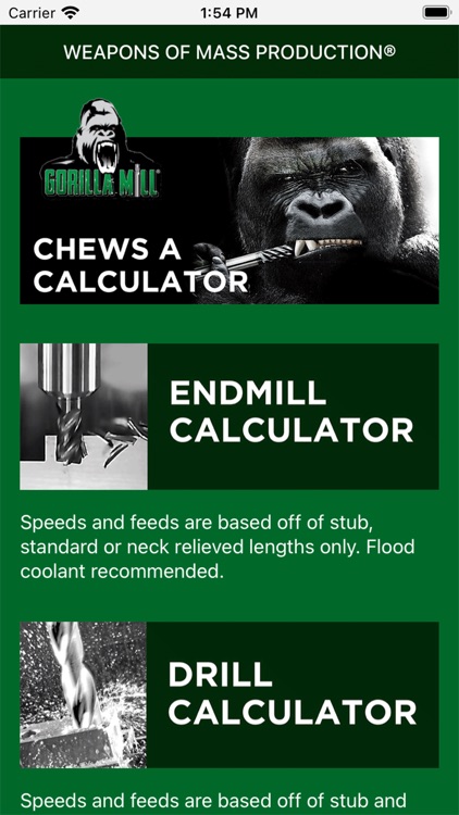 Gorilla Mill Speeds and Feeds