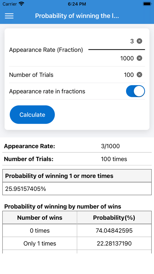 #2. Lottery Probability Calculator (iOS) 由: Kouji Yamauchi