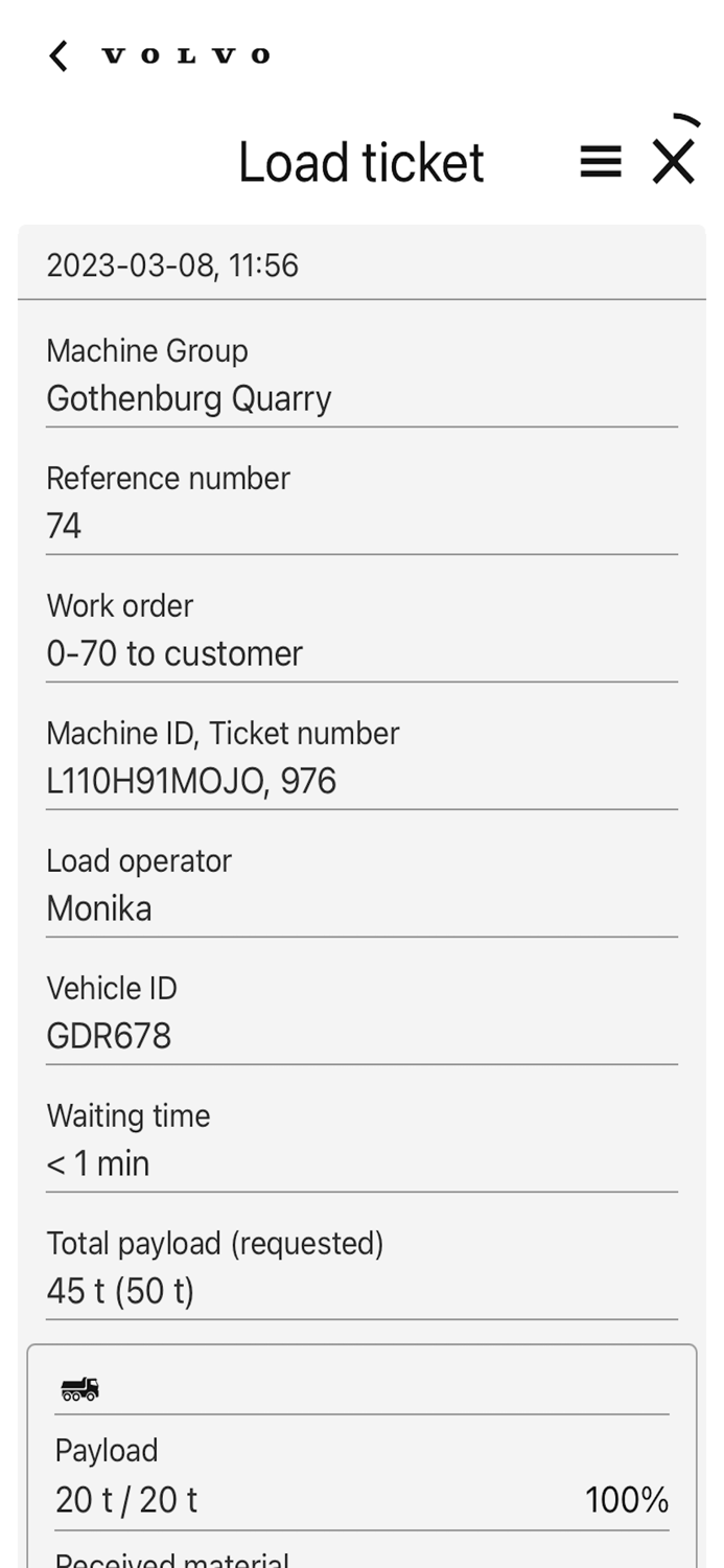 Volvo CE Connected Load Out