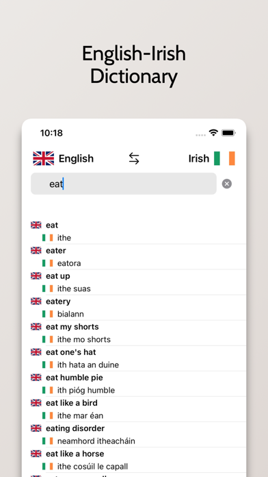 Irish-English Dictionary Screenshot