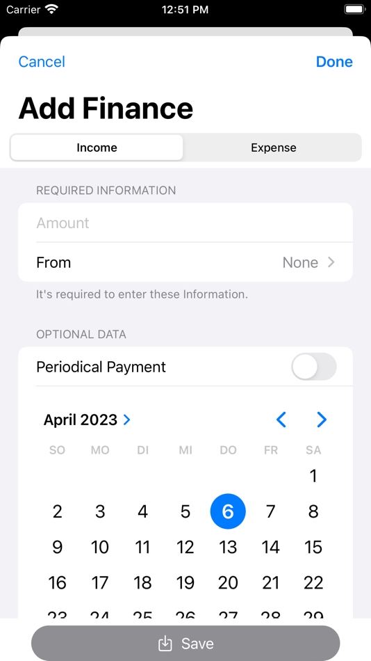 #1. Financer - financial overview (iOS) Podle: Julian Schumacher