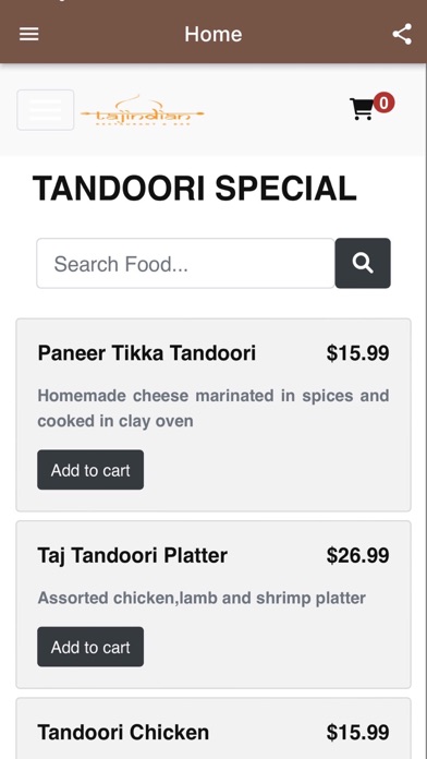 Taj Indian Restaurant and Bar Screenshot