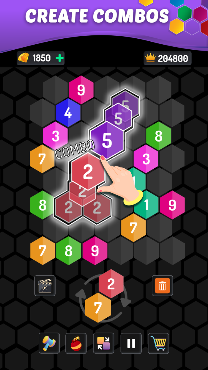 Merge Hexa Number Puzzle Game