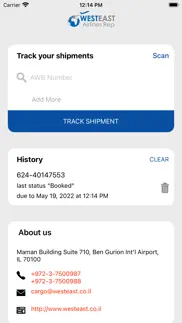 westeast cargo tracking iphone screenshot 1