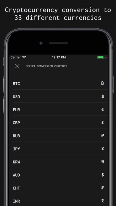 Cryptocurrency Exchange Rates Screenshot