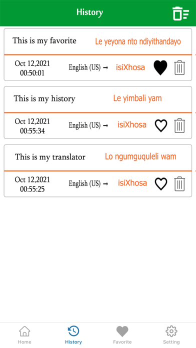 English To Xhosa Translation Screenshot