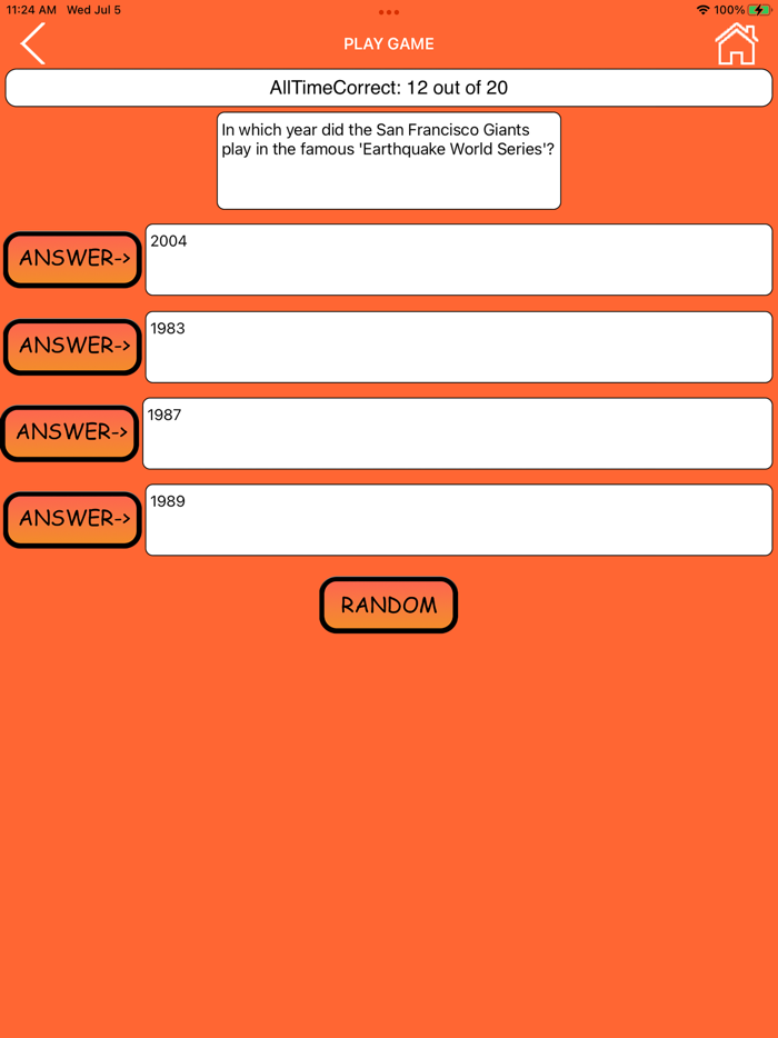 Trivia Game for SF Giants fans