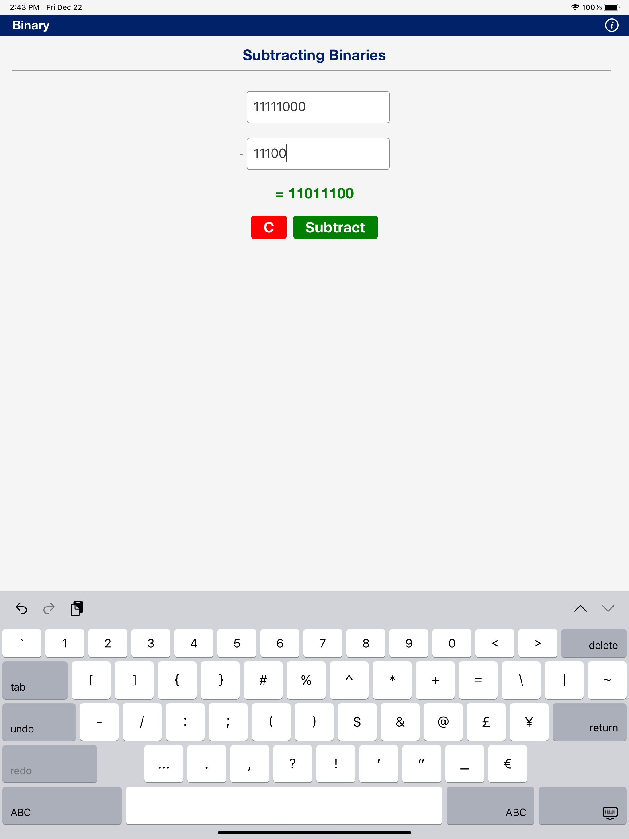 Binary Calculator