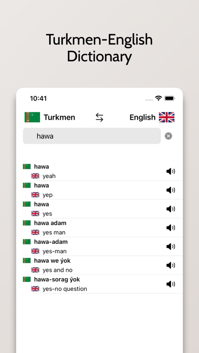 Turkmen/English Dictionary Screenshot