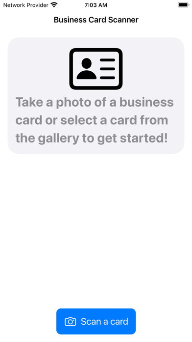 Business Card to Contacts Screenshot