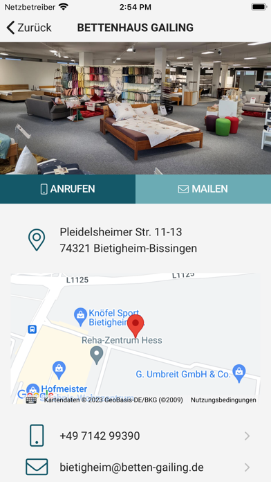 Bettenhaus Gailing Bietigheim Screenshot