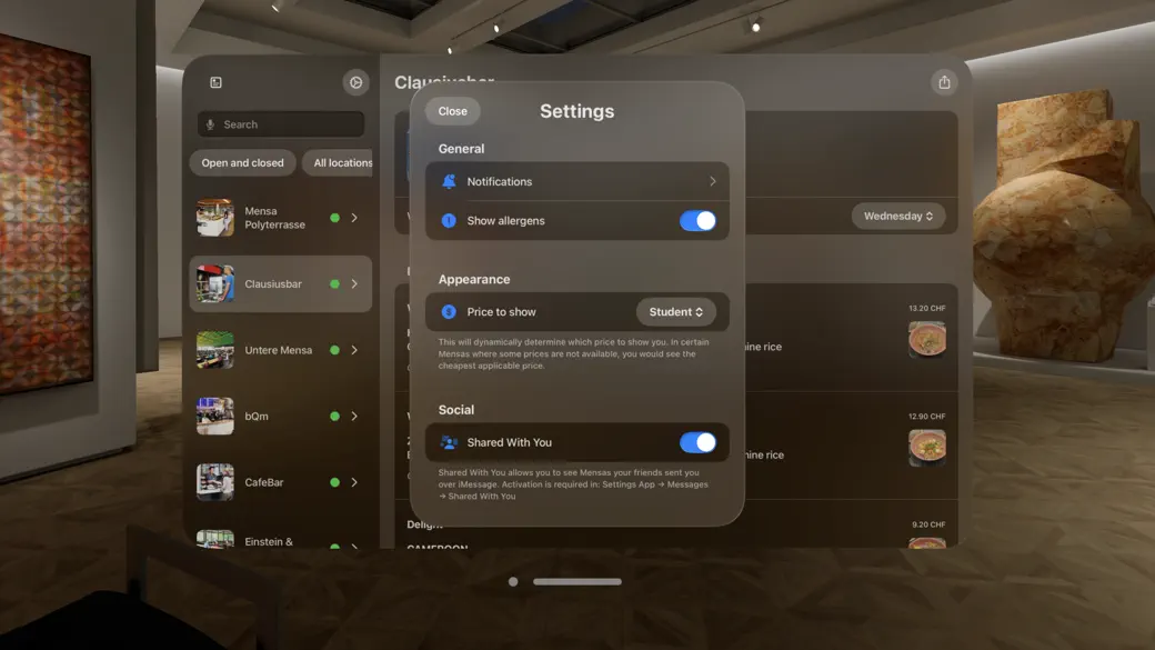 ETH Mensa - Weekly menus screenshot 2