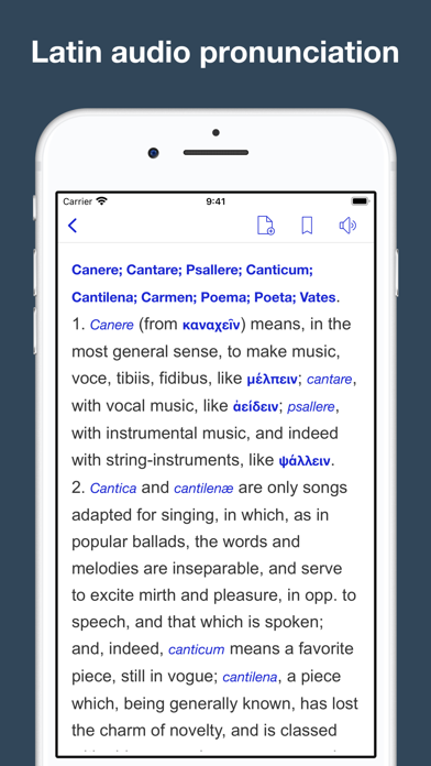 Latin synonym dictionary Screenshot