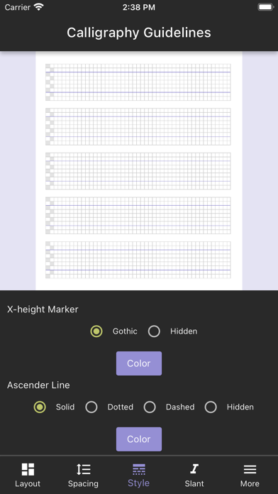 Calligraphy Guidelines Screenshot