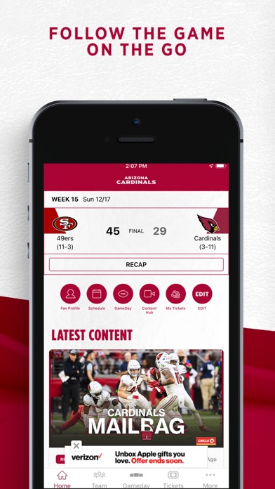 Arizona Cardinals Mobile Screenshot