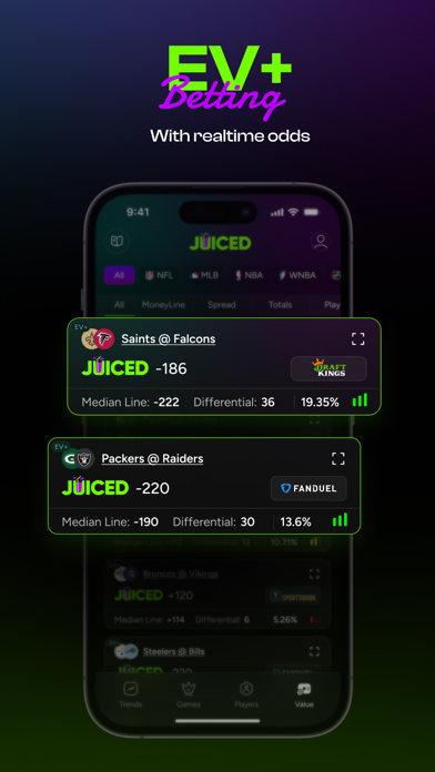 Juiced: Player Prop & Bet Data Screenshot