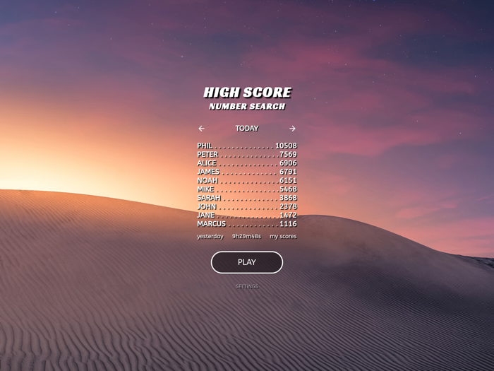 High Score Number Search