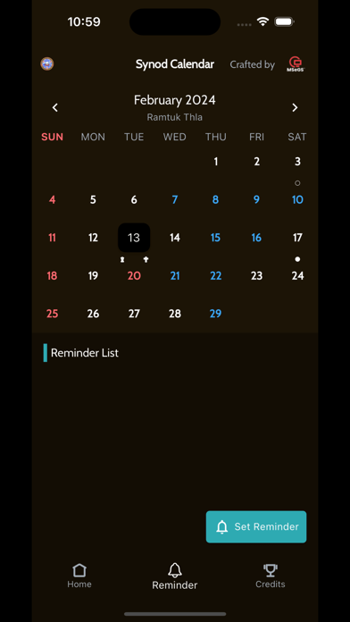 Synod Calendar Screenshot