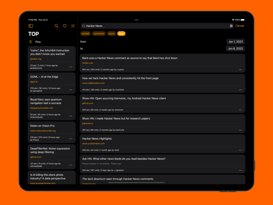 Z Combinator for Hacker News iPad screenshot 3 - News app