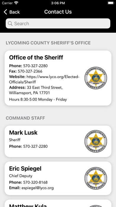 Lycoming Sheriffs Office PA Screenshot